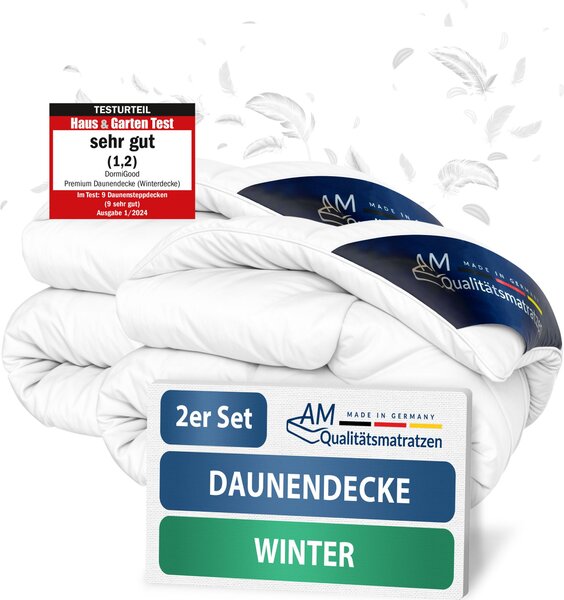 DormiGood | Piumino Premium | Set di 2 155x220 cm | Piumino invernale | 100% piumino (1140g) | Piumino | 155x220 | Piumino invernale | Inverno | Caldo | Spesso | Nomite | Downpass
