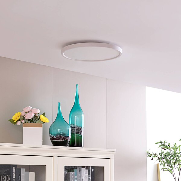 Plafoniera smart Denora Lindby, dimmerabile, Bianco / Opale, Soggiorno / Sala da pranzo, Plastica, Moderno