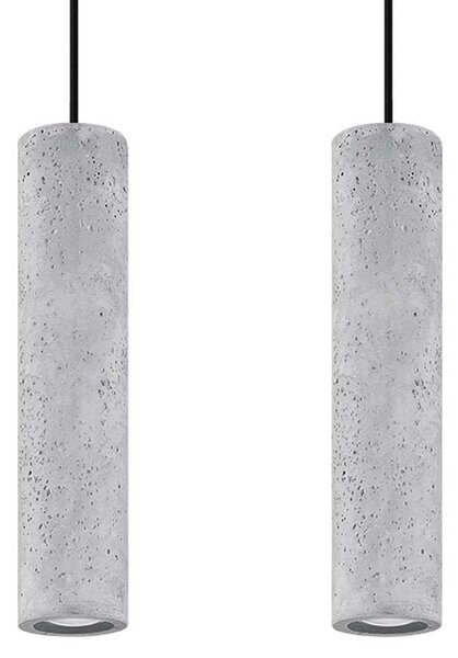 Lampada a sospensione LUVO 2 2xGU10 10W calcestruzzo 90x6x30cm Sollux Lighting
