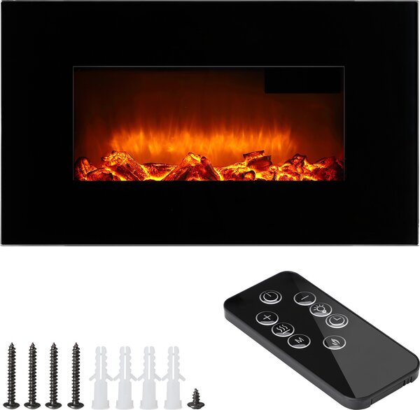 Monzana Caminetto a Parete Camino Elettrico Display Head Up 900W / 1800W Termostato Telecomando Timer Regolabile