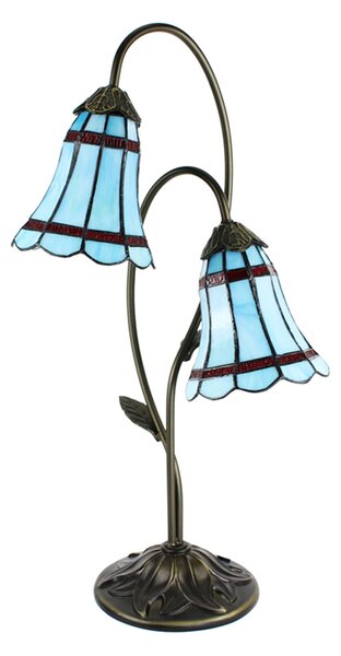 Clayre & Eef Lampada da tavolo Tiffany 61 cm Blu Marrone Poliresina