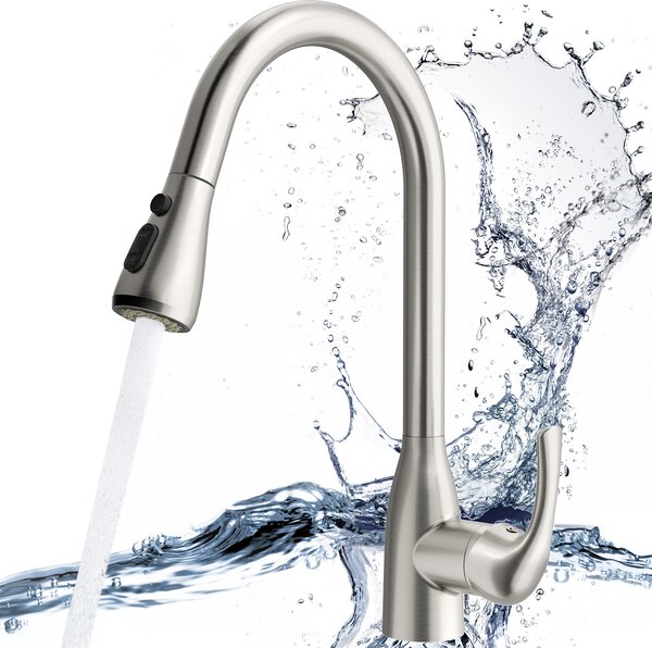 Rubinetto da cucina estraibile Rainsworth - Rubinetto da cucina a 3 modalità, miscelatore girevole a 360° per lavello, rubinetto con tubo per acqua calda e fredda, Misc