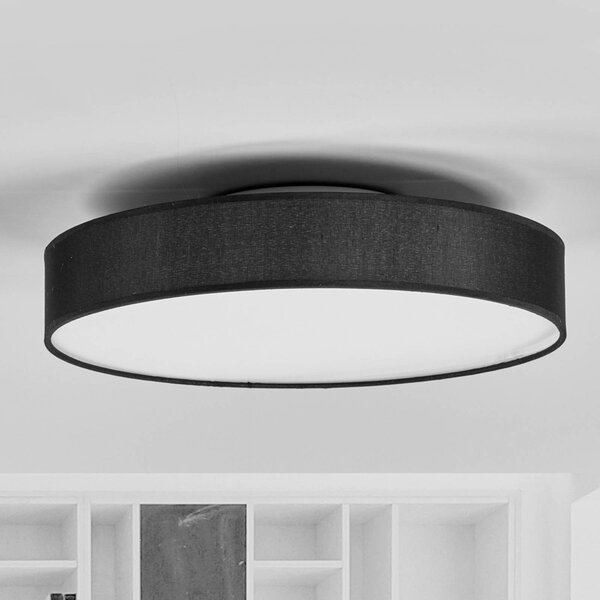 Plafoniera soffitto Saira Lindby, Nero, Soggiorno / Sala da pranzo, Tessuto / Stoffa / Seta, Moderno, Plafoniera