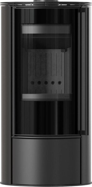 Stufa a legna in acciaio KRATKI ERIK Ø 150 5,5 kW nero thermotec porta a chiusura automatica