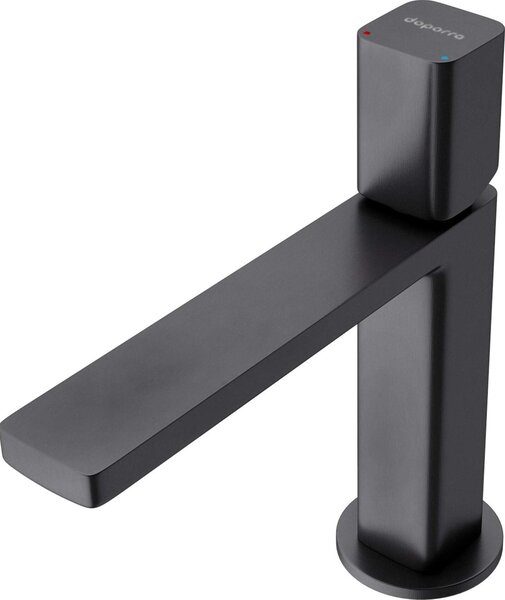 Doporro Miscelatore Monocomando per Lavabo Bagno Senza Leva, Rubinetto con Flessibili Acqua Calda Fredda in Ottone Nero Opaco H 19,6 cm WAO-7901