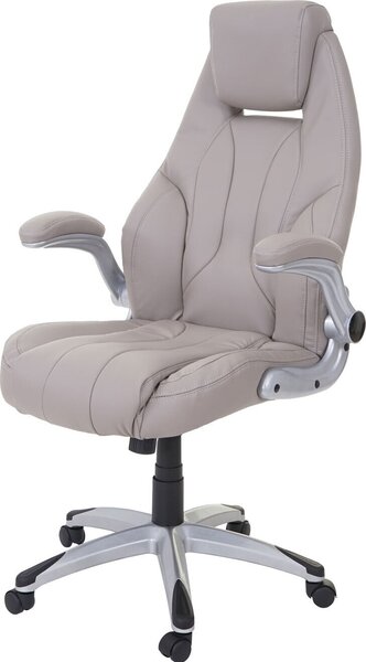 Sedia da ufficio HWC-A65, sedia da scrivania executive girevole, Pelle finta certificata ~ grigio tortora