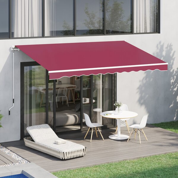 Outsunny Tenda da Sole Avvolgibile a Caduta Manuale per Porte e Finestre, in Alluminio e Poliestere Anti-UV, 295x245cm, Rosso Scuro | Aosom Italy