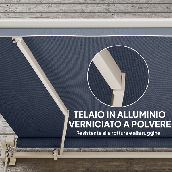 Outsunny Tenda da Sole a Bracci Avvolgibile con Apertura a Manovella in acciaio per Esterno, 360x250 cm, Grigio | Aosom Italy