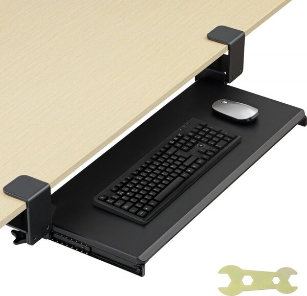 Vassoio per tastiera da scrivania - Vassoio per tastiera estensibile 680 x 280 mm - Montaggio con morsetto a C - Cassetto per computer per una digitazione ergonomica in casa