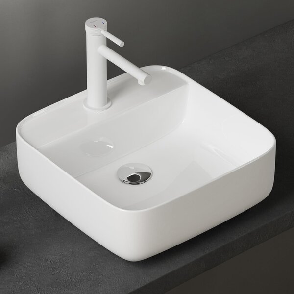 Doporro Lavabo da Appoggio 38,5x38,5x14cm, Lavandino Bagno Br¹ssel107 in Vetroceramica con Nano Rivestimenti inclusi, Bianco