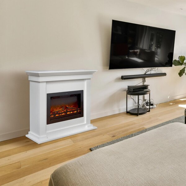 Caminetto elettrico Xaralyn - Flex EFL-HLW - legno bianco - 1500 Watt di riscaldamento - con telecomando - caminetto da incasso incluso - caminetto decorativo