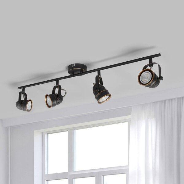 Lindby fatto da soffitto Leonor, a 4 luci, nero, metallo, 78 cm Leonor Lindby, dimmerabile, Nero, Soggiorno / Sala da pranzo, Metallo, Faretto