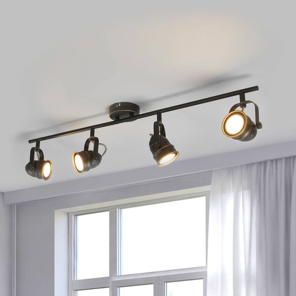 Lindby fatto da soffitto Leonor, a 4 luci, nero, metallo, 78 cm Leonor Lindby, dimmerabile, Nero, Soggiorno / Sala da pranzo, Metallo, Faretto