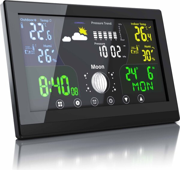 Stazione meteorologica Bearware con sensore esterno e display LCD a colori, pressione dell'aria con correzione dell'altitudine