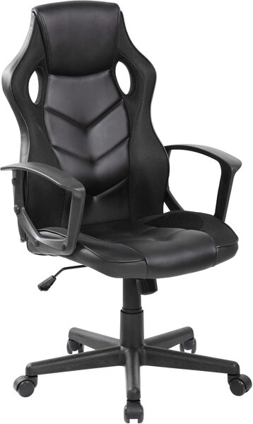 Sedie per ufficio Rebecca Mobili con rotelle in similpelle e nylon, nero