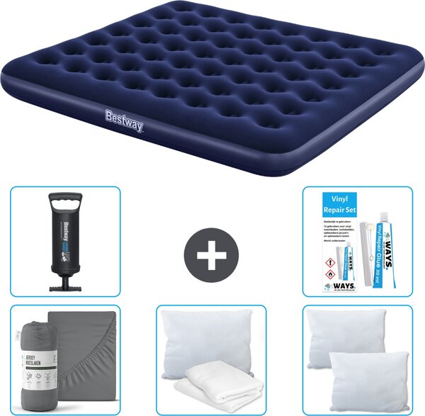 Materasso gonfiabile Bestway - 2 persone - 183 x 203 x 22 cm - Blu - Accessori inclusi