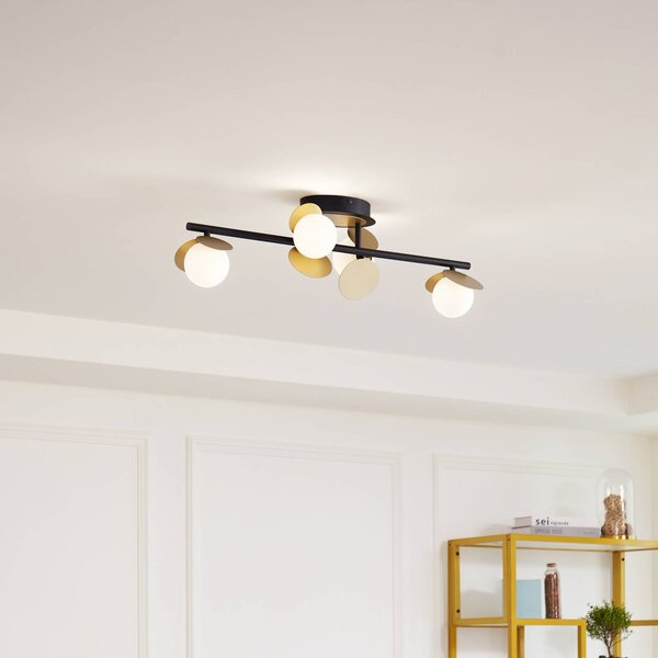 Plafoniera a LED Pallo Lucande, dimmerabile, Nero, Soggiorno / Sala da pranzo, Metallo, Moderno, Plafoniera LED