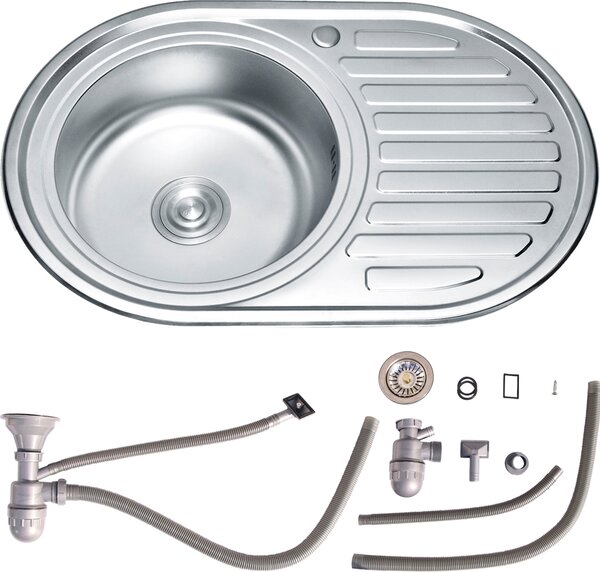 Lavello da cucina Melko in acciaio inox - Lavello da incasso 77 cm Allineamento a sinistra