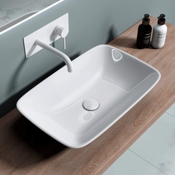 Doporro Lavabo da Appoggio 58,5x37x12cm, Lavandino Bagno in Vetroceramica Nano Rivestimenti Br¹ssel159
