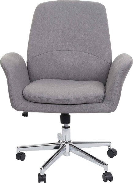 Sedia da ufficio HWC-K23, sedia da scrivania poltrona girevole, tessuto/tessuto con braccioli ~ grigio