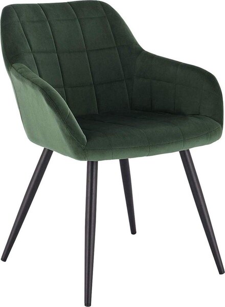Sedia da pranzo in velluto verde – Gambe in metallo nero – Lusso – Altezza seduta 47 cm – Moderna – 1 pezzo
