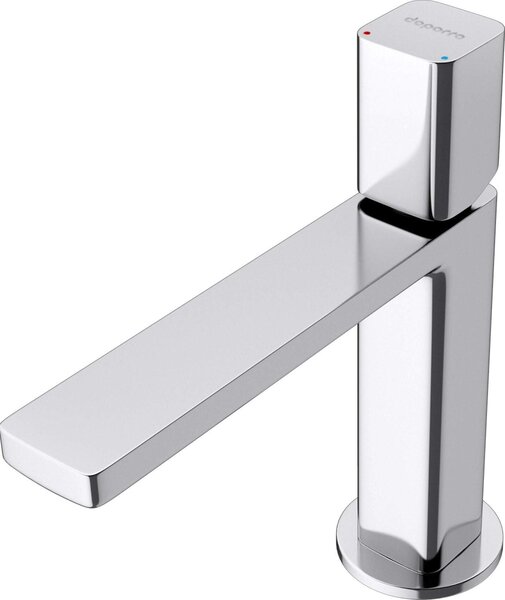 Doporro Miscelatore Monocomando per Lavabo Bagno Senza Leva, Rubinetto con Flessibili Acqua Calda Fredda in Ottone Cromato H 19,6 cm WAO-7901