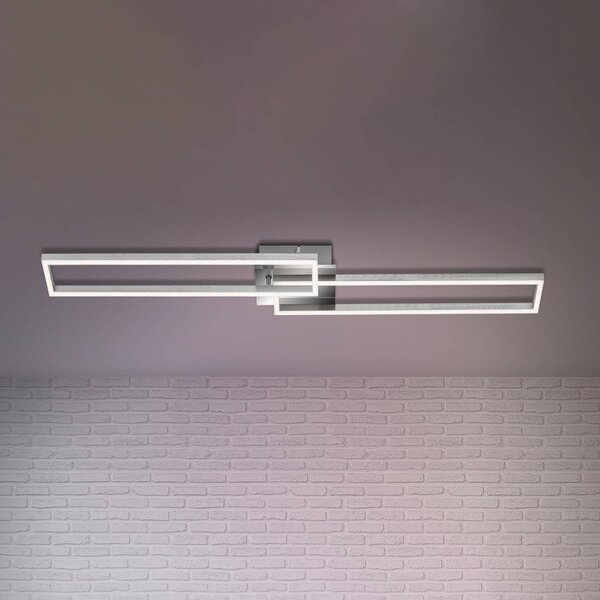 Briloner Plafoniera a LED Frame, dimmerabile, Alluminio / Grigio / Zincato, Soggiorno / Sala da pranzo, Metallo, Moderno, Plafoniera LED
