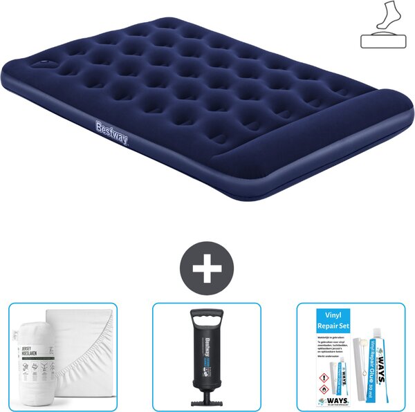 Materasso gonfiabile Bestway - Letto alla francese - 137 x 191 x 28 cm - Blu - Accessori inclusi