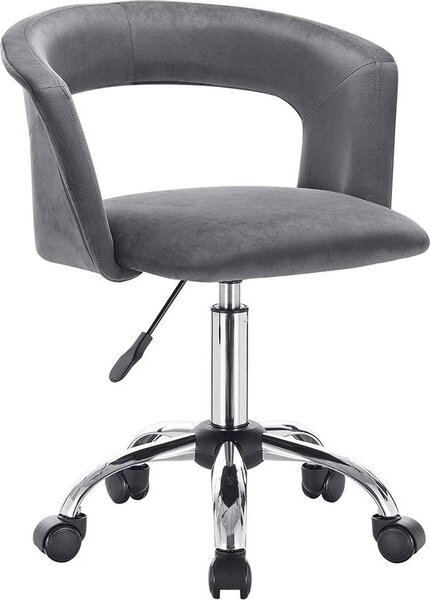 Sedia da ufficio Deluxe con rotelle - Velluto - Per adulti - Grigio scuro - Sedia da ufficio ergonomica - Regolabile in altezza