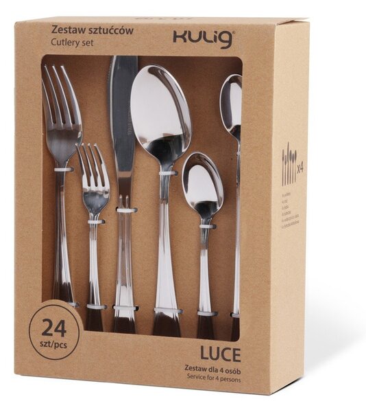 Posate argentate in acciaio inox 24 pz per 4 persone Luce – Kulig