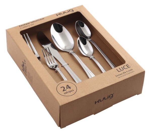 Posate argentate in acciaio inox 24 pz per 4 persone Luce – Kulig