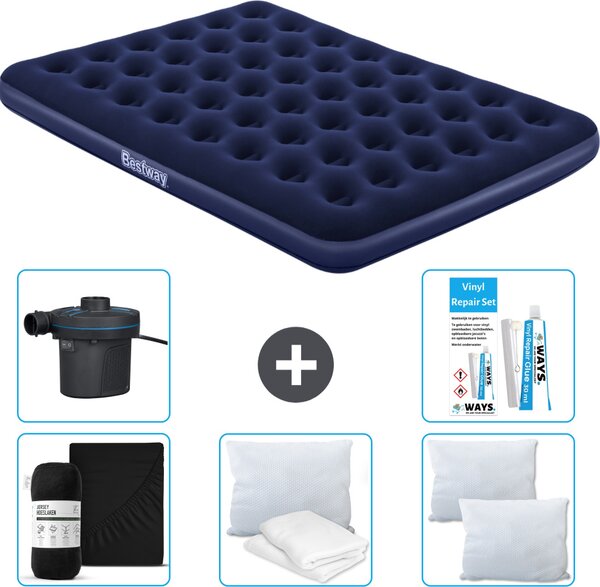Materasso gonfiabile Bestway - 2 persone - 152 x 203 x 22 cm - Blu - Accessori inclusi