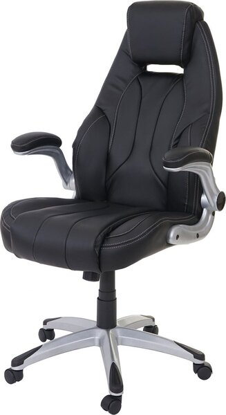Sedia da ufficio HWC-A65, sedia da scrivania direzionale girevole, Pelle finta certificata MVG ~ nero