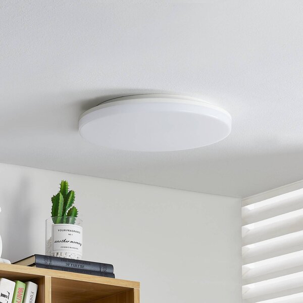 Prios Artin plafoniera LED sensore rotondo 33 cm PRIOS, Bianco / Opale, Bagno, Plastica, Moderno, Plafoniera