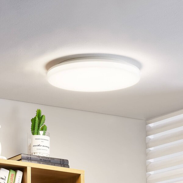 Prios Artin plafoniera LED sensore rotondo 33 cm PRIOS, Bianco / Opale, Bagno, Plastica, Moderno, Plafoniera