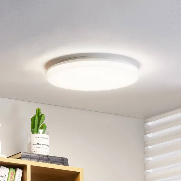 Prios Artin plafoniera LED sensore rotondo 33 cm PRIOS, Bianco / Opale, Bagno, Plastica, Moderno, Plafoniera