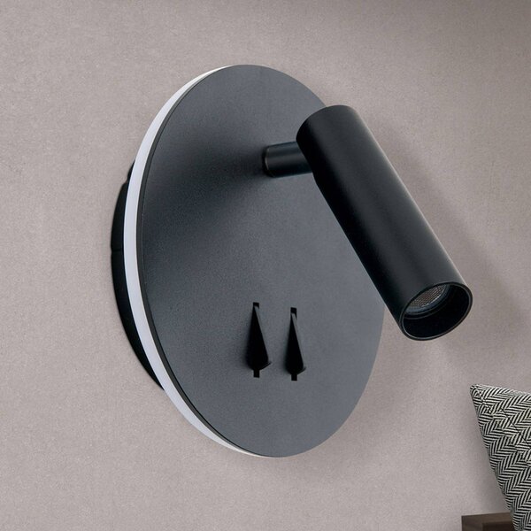 ORION Applique da parete a LED Lenny, Nero, Camera da letto, Alluminio, Moderno, Applique a LED