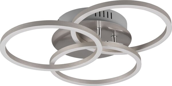 Plafoniera a LED Reality Circle, nichel opaco, con telecomando