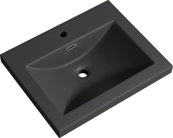 Doporro Lavabo ad Incasso Soprapiano Lavabo Bagno da Appoggio Rettangolare 60x48x13 cm Antracite Opaco, Lavandino in Marmoresina con Foro Rubinetto e Troppopieno Colossum01