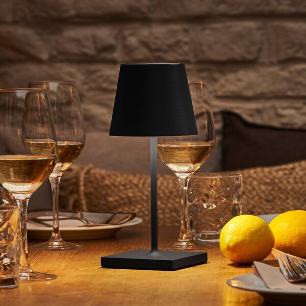 Sigor Lampada da tavolo ricaricabile a LED Nuindie mini, USB-C, nera, IP54, Nuindie, dimmerabile, Nero, Soggiorno / Sala da pranzo, Alluminio, Moderno