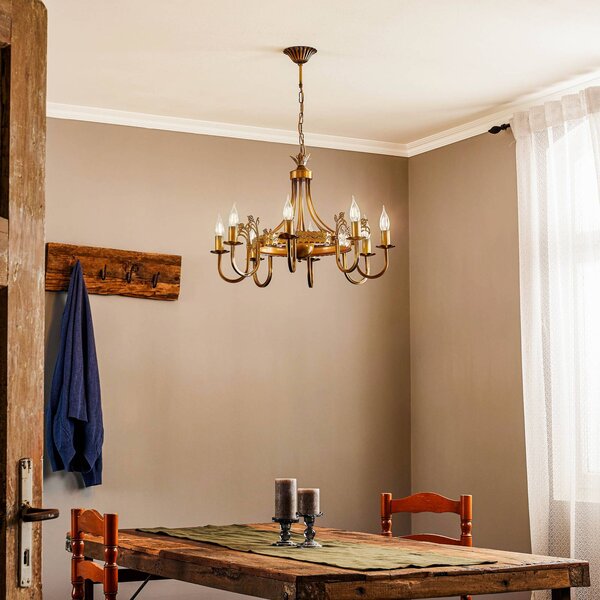 Lampadario a soffitto Castle Jupiter, dimmerabile, Bronzo / Ottone antico, Soggiorno / Sala da pranzo, Metallo, Antico, Lampadario