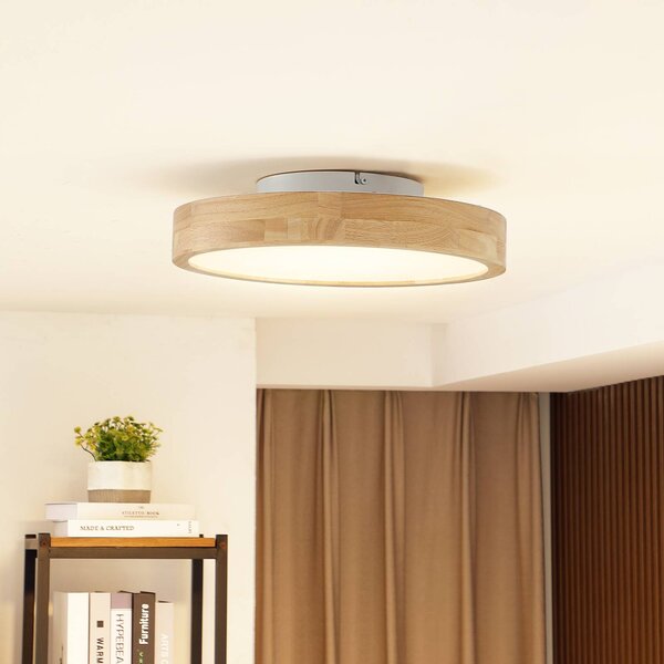 Plafoniera soffitto Milada Lindby, dimmerabile, Legno chiaro, Soggiorno / Sala da pranzo, Legno, Moderno, Plafoniera