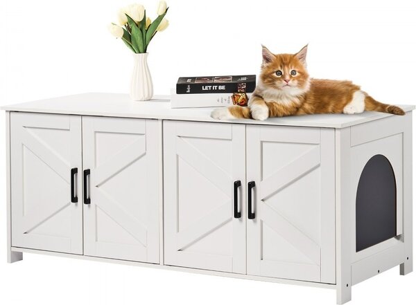 Cassetta per lettiere - Armadietto per gatti 1,19x0,46x0,5m - Bianco - Articoli per animali - Salvaspazio - Design moderno