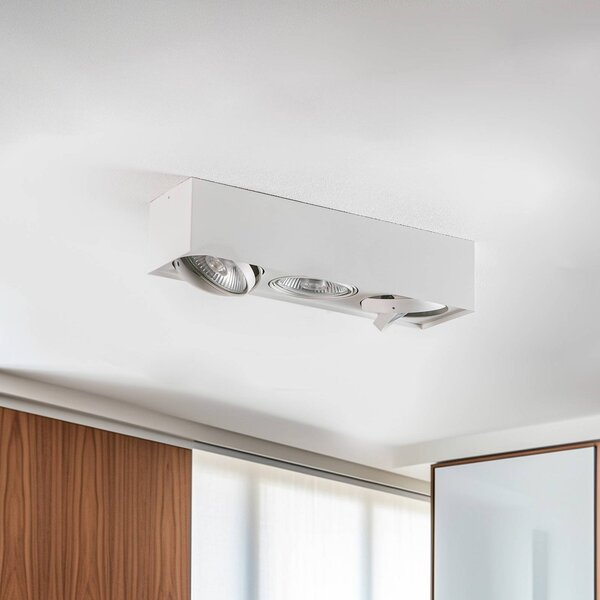 Faretto da soffitto Ronda, 3 luci, bianco Ronda Argon, dimmerabile, Bianco / Opale, Soggiorno / Sala da pranzo, Metallo, Moderno, Faretto alogeno