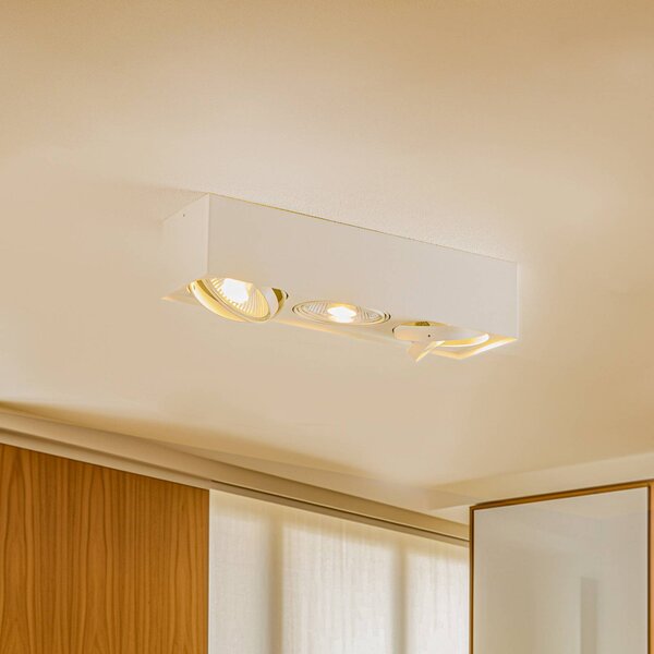 Faretto da soffitto Ronda, 3 luci, bianco Ronda Argon, dimmerabile, Bianco / Opale, Soggiorno / Sala da pranzo, Metallo, Moderno, Faretto alogeno