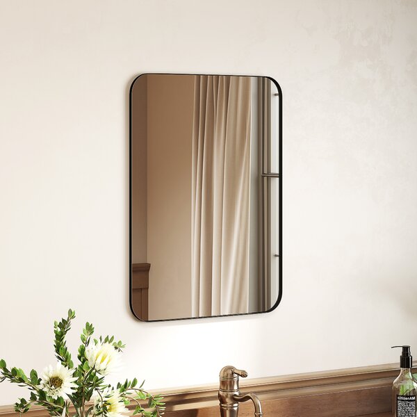 HOMCOM Specchio da bagno con Pellicola anti-frammentazione e Cornice in metallo, 50 x 70 cm Nero | Aosom Italy