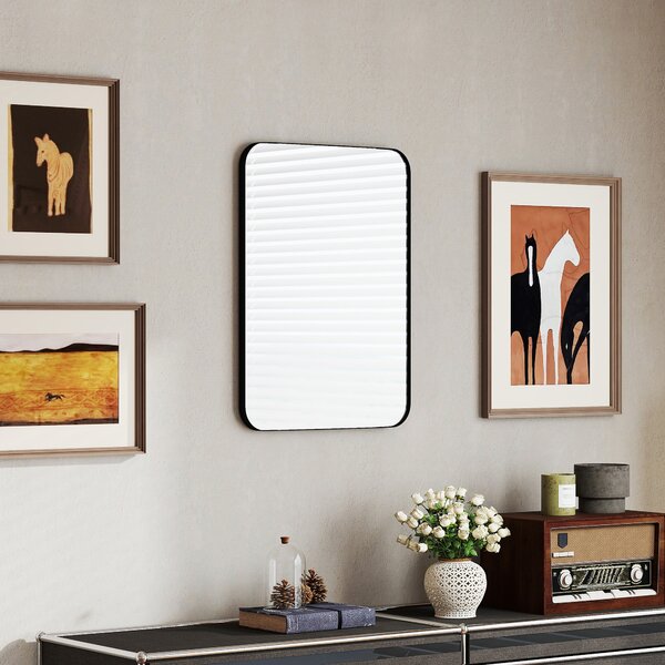 HOMCOM Specchio da bagno con Pellicola anti-frammentazione e Cornice in metallo, 50 x 70 cm Nero | Aosom Italy