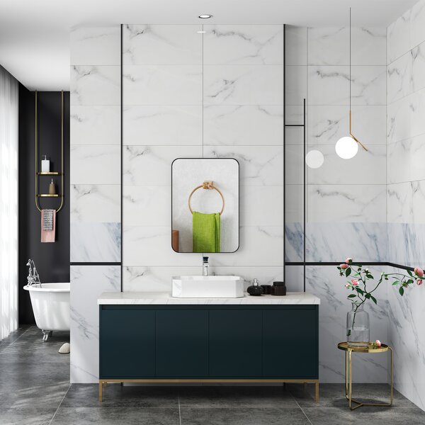 HOMCOM Specchio da bagno con Pellicola anti-frammentazione e Cornice in metallo, 50 x 70 cm Nero | Aosom Italy