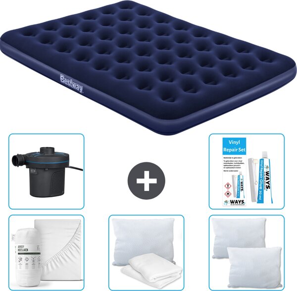 Materasso gonfiabile Bestway - 2 persone - 152 x 203 x 22 cm - Blu - Accessori inclusi
