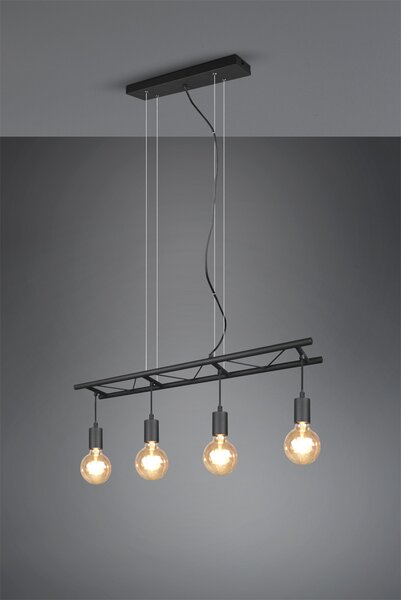 Lampada a sospensione LADDER a 4 luci con barra in metallo larga 80 cm
